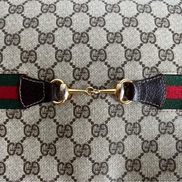 Vintage 70s Gucci Horsebit Print Flap Shoulder Bag - Picture 5 of 16